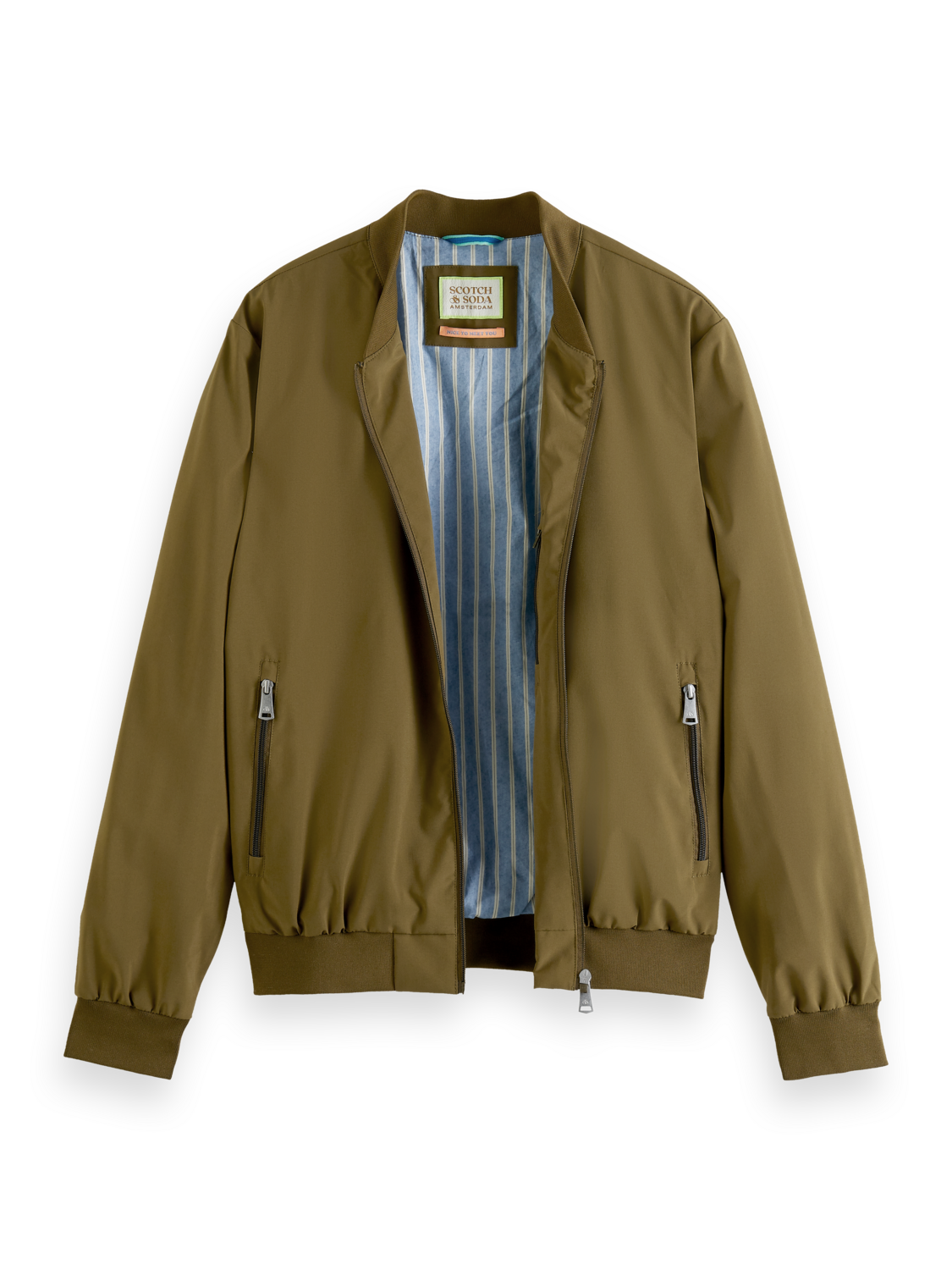 Scotch & Soda Reversible Padded Bomber Jacket In Recycled Polyester Jassen Olijf