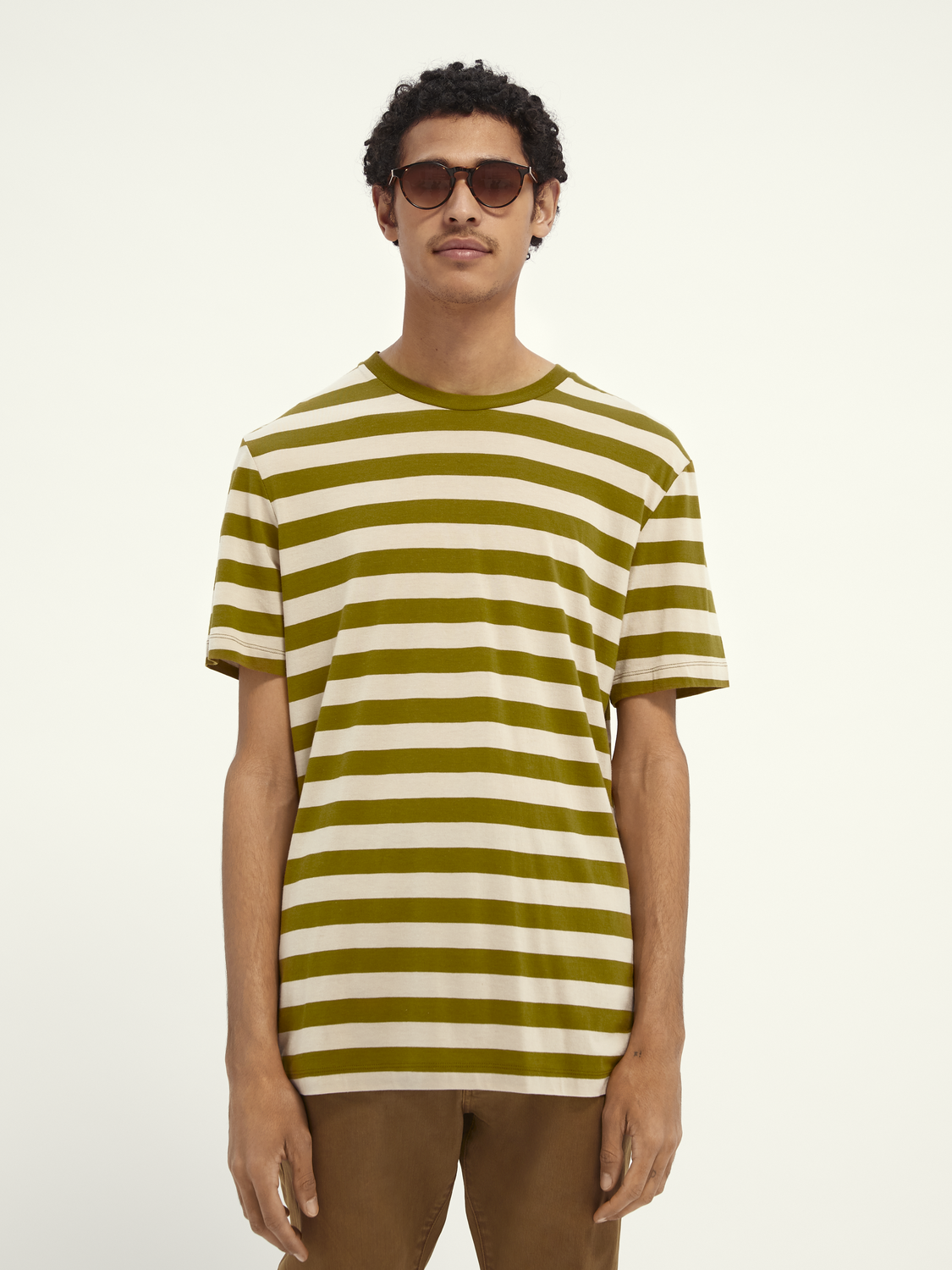 Classic striped cotton-jersey crewneck tee - Brave