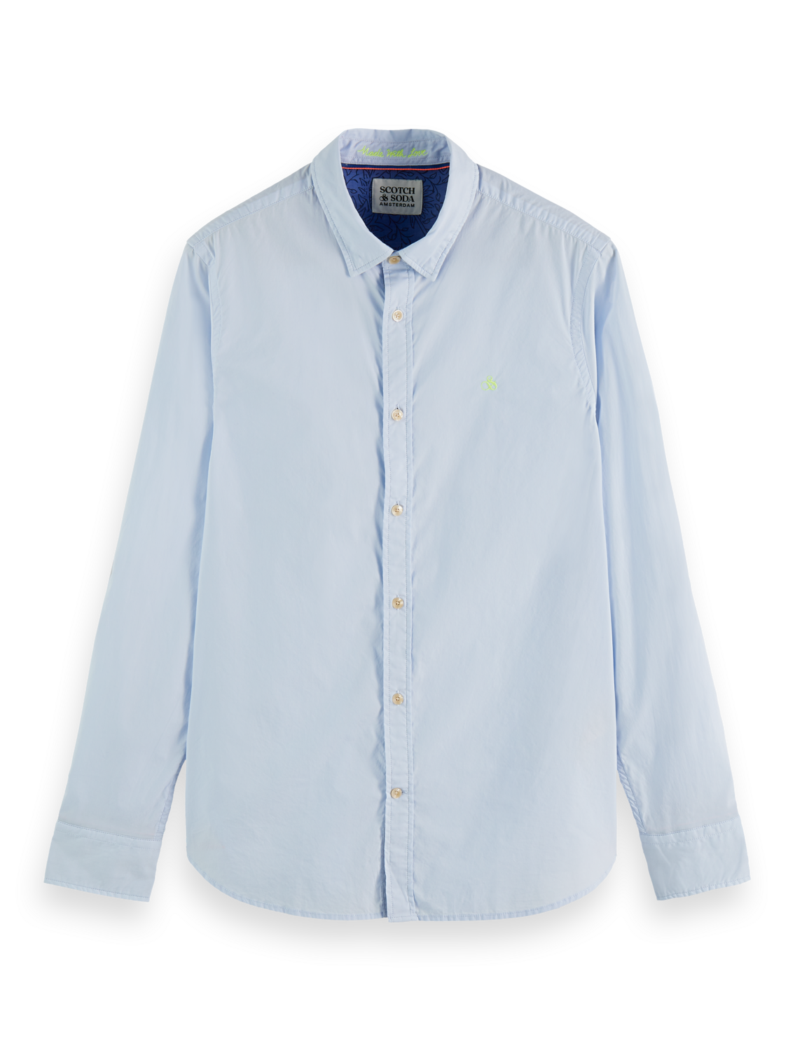 Scotch & Soda Slim-fit contrast trimmed poplin shirt.
