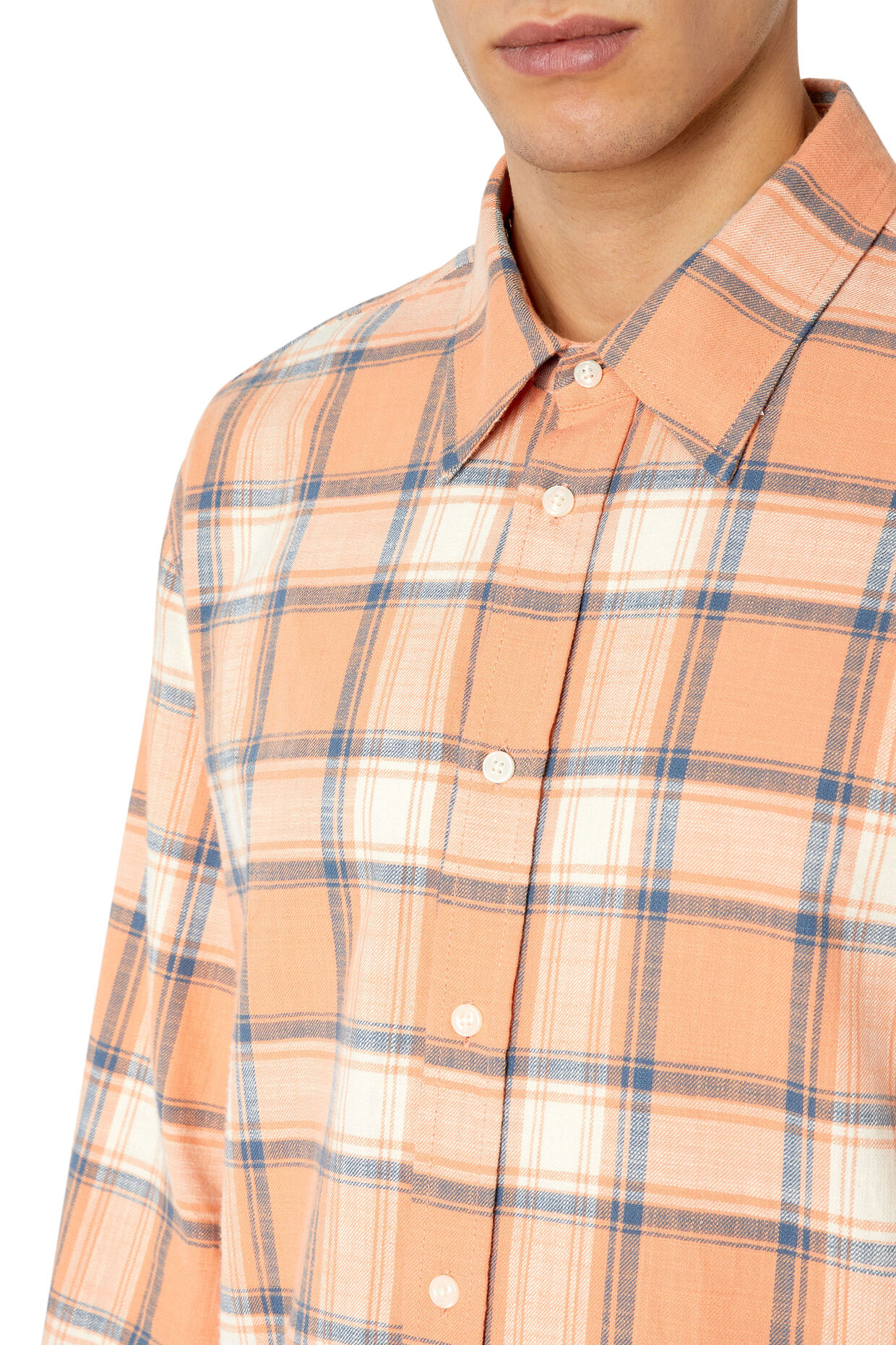 Diesel S-UMBE- ORANGE CHECK-N SHIRT - Image 4