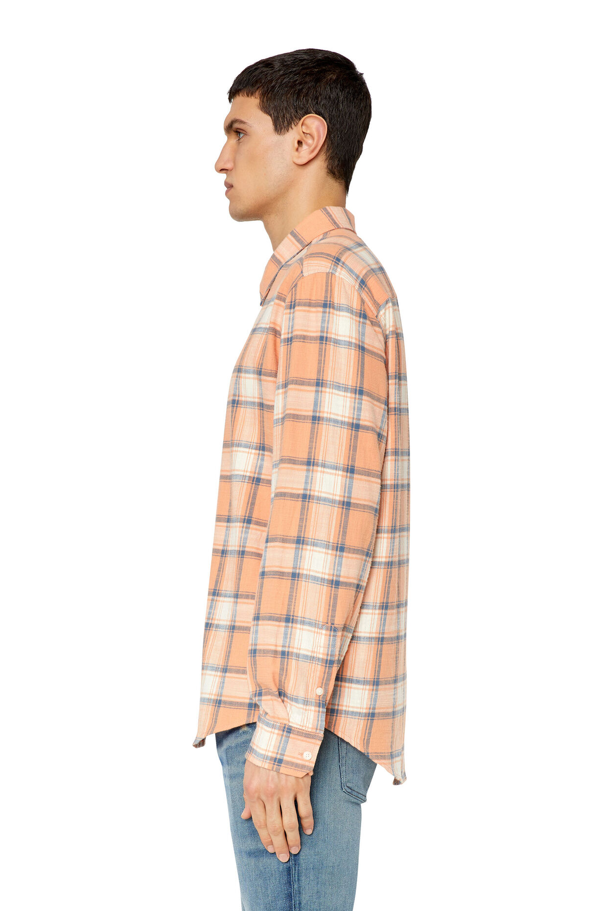 Diesel S-UMBE- ORANGE CHECK-N SHIRT - Image 3