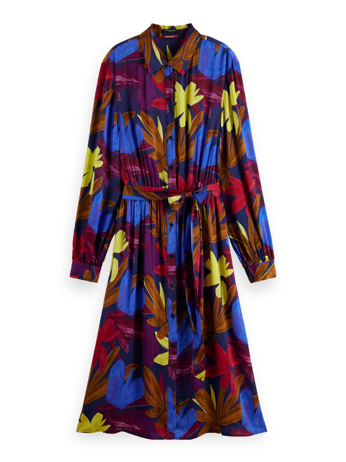 Scotch & Soda Shirt dress in viscose jacquard-Flower Camo