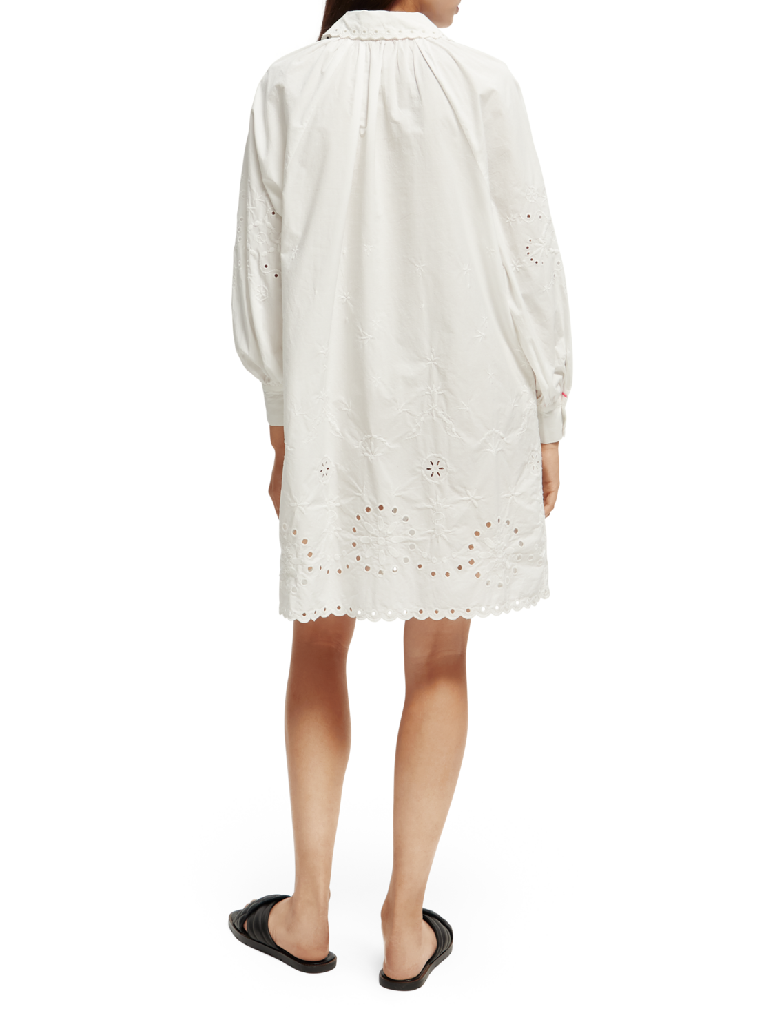 Scotch & Soda Shirt dress with embroidery detail in Organic Cotton-White - Image 5