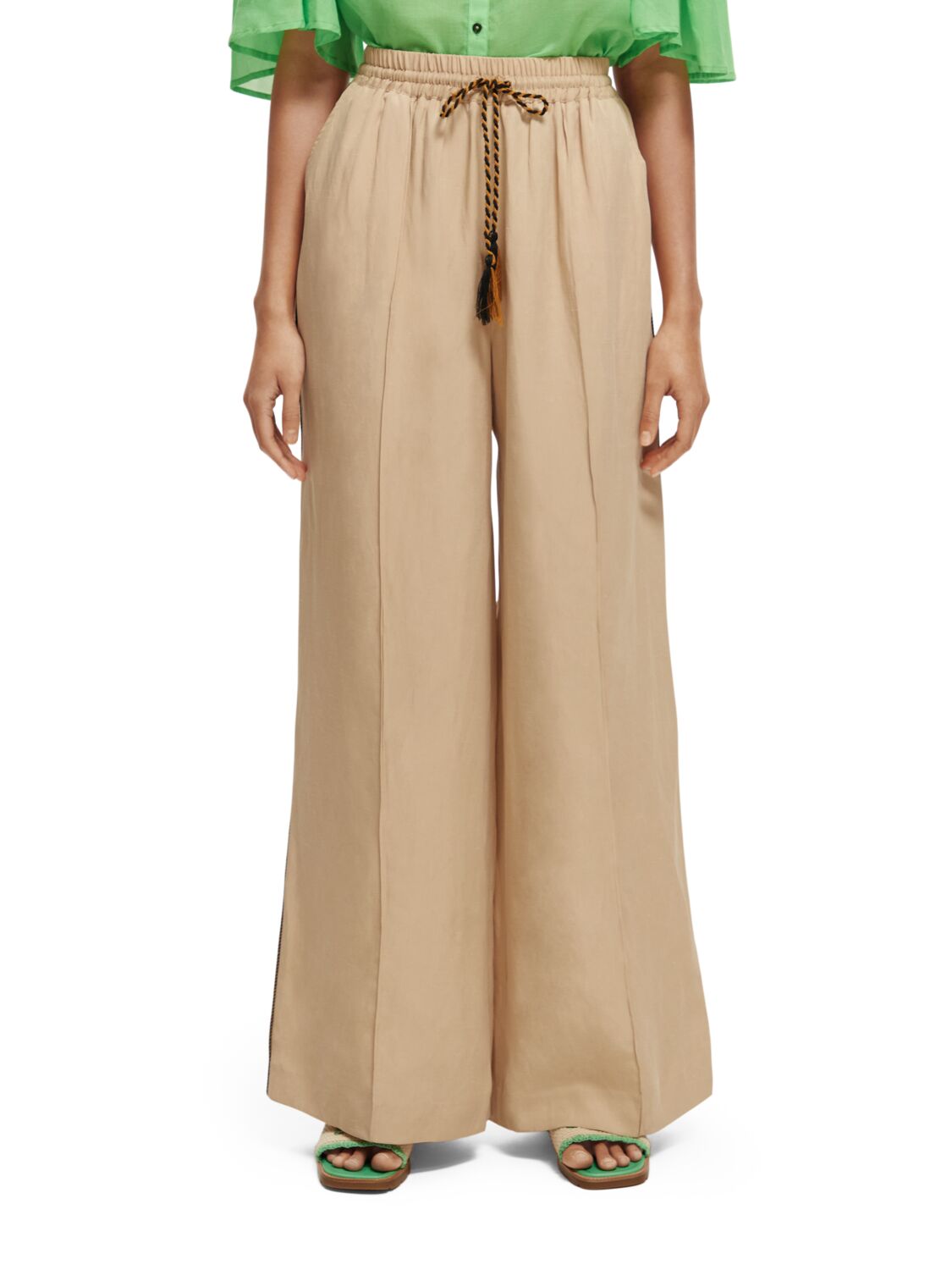 Scotch & Soda High rise wIde leg pants-Soft Sand