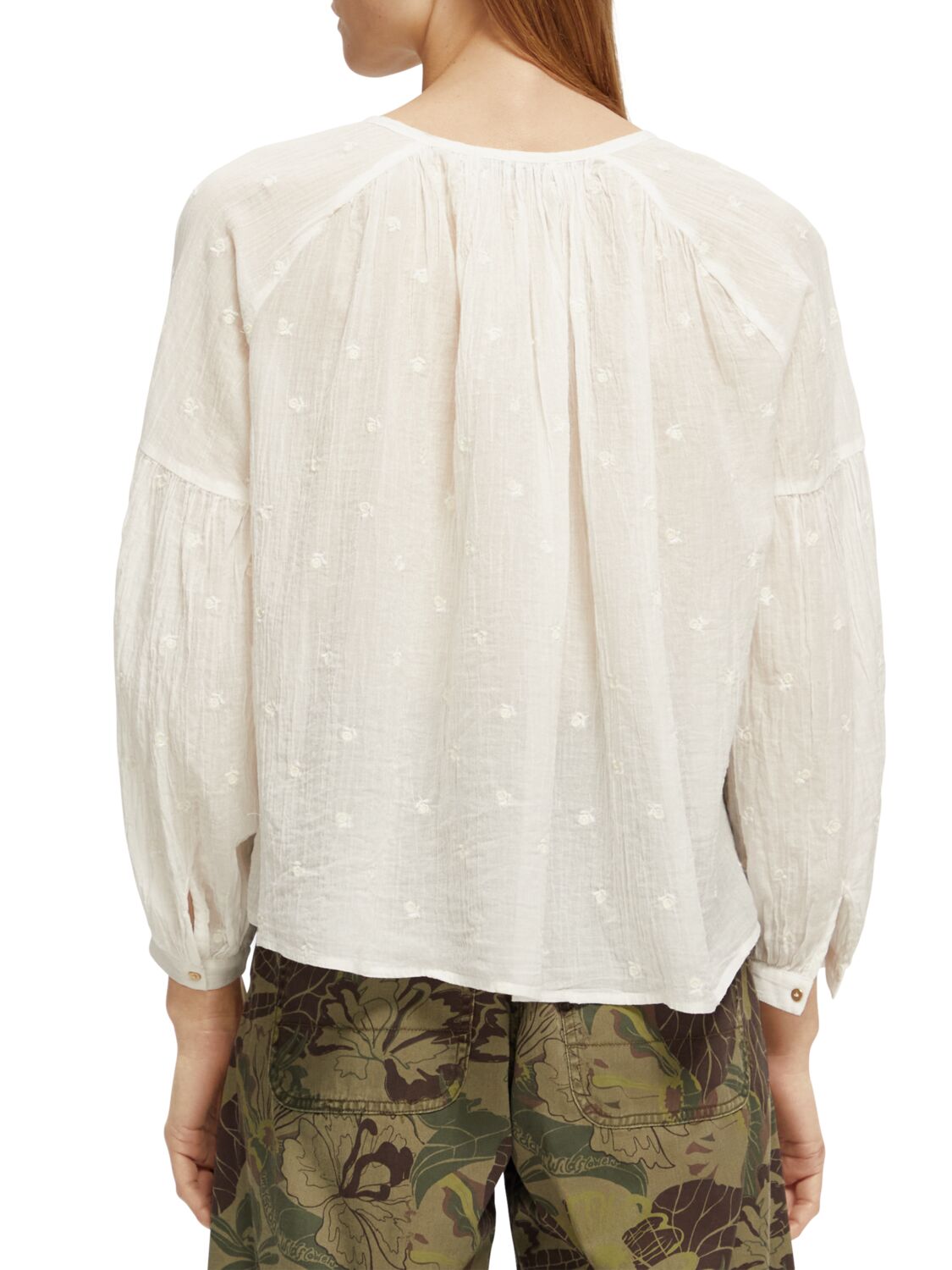Scotch & Soda Tie front easy volume dobby blouse - Image 3