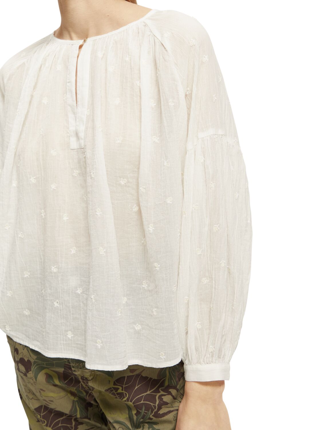 Scotch & Soda Tie front easy volume dobby blouse - Image 2