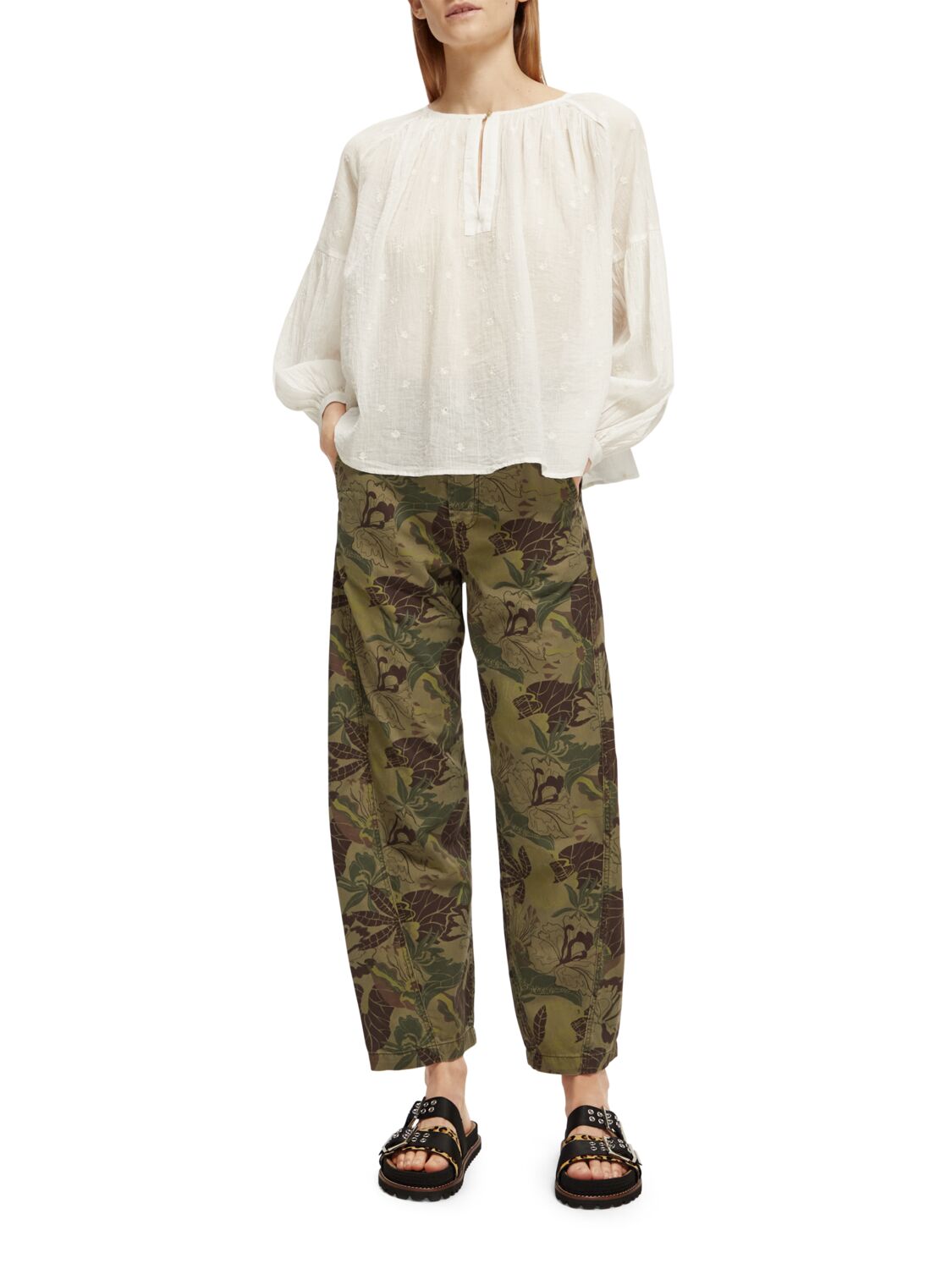 Scotch & Soda Tie front easy volume dobby blouse - Image 4