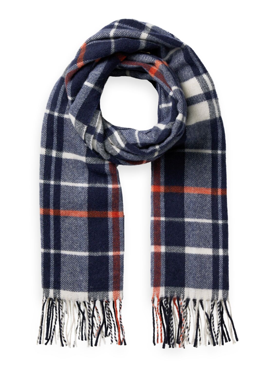 Scotch & Soda Wool brushed checked scarf-Night/ Ecru Check