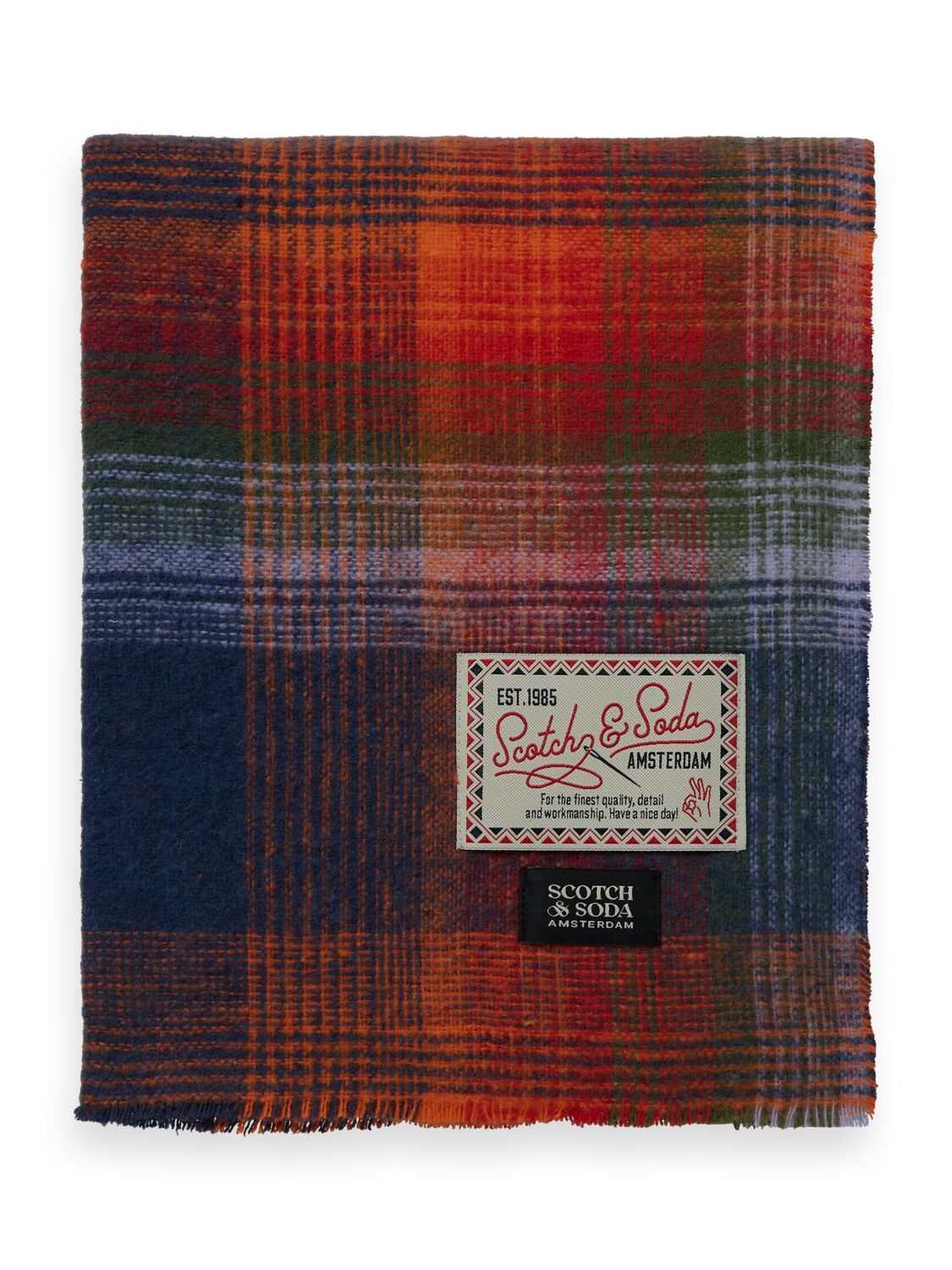 Scotch & Soda Brushed colourful check scarf-Multicolour Check - Image 3