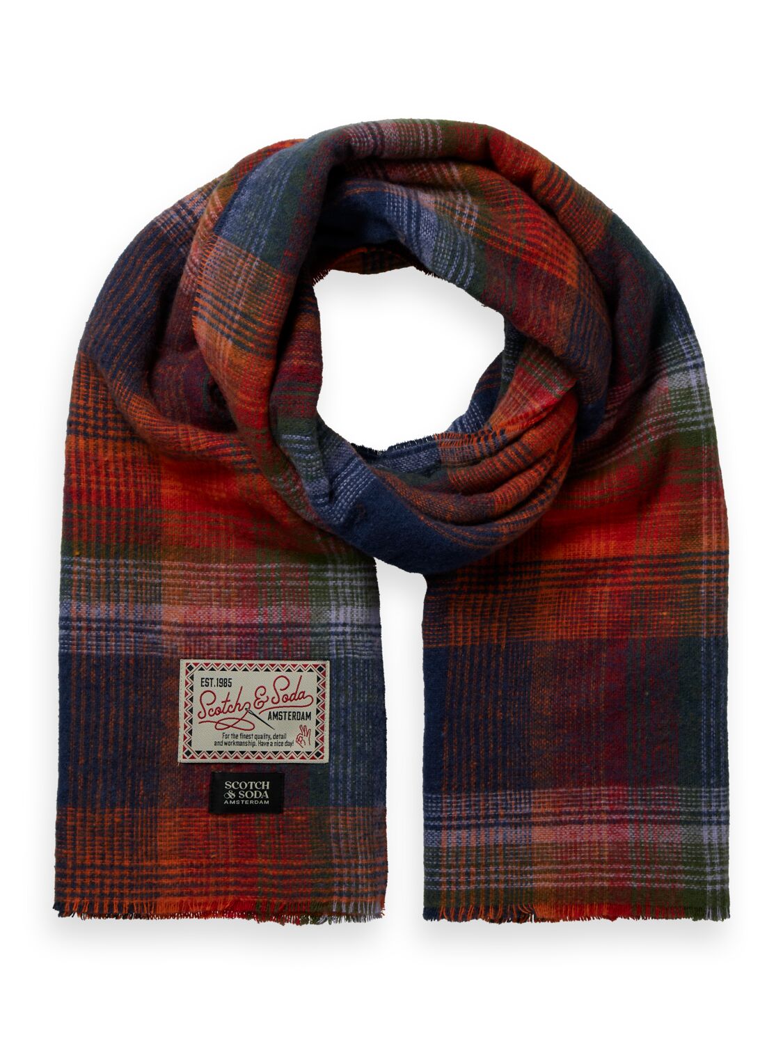 Scotch & Soda Brushed colourful check scarf-Multicolour Check