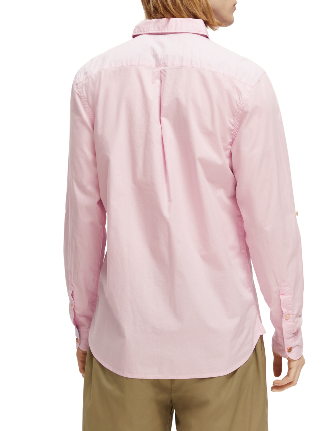 Scotch & Soda Worked-out poplin shirt in solids and stripes-Stone Pink ...