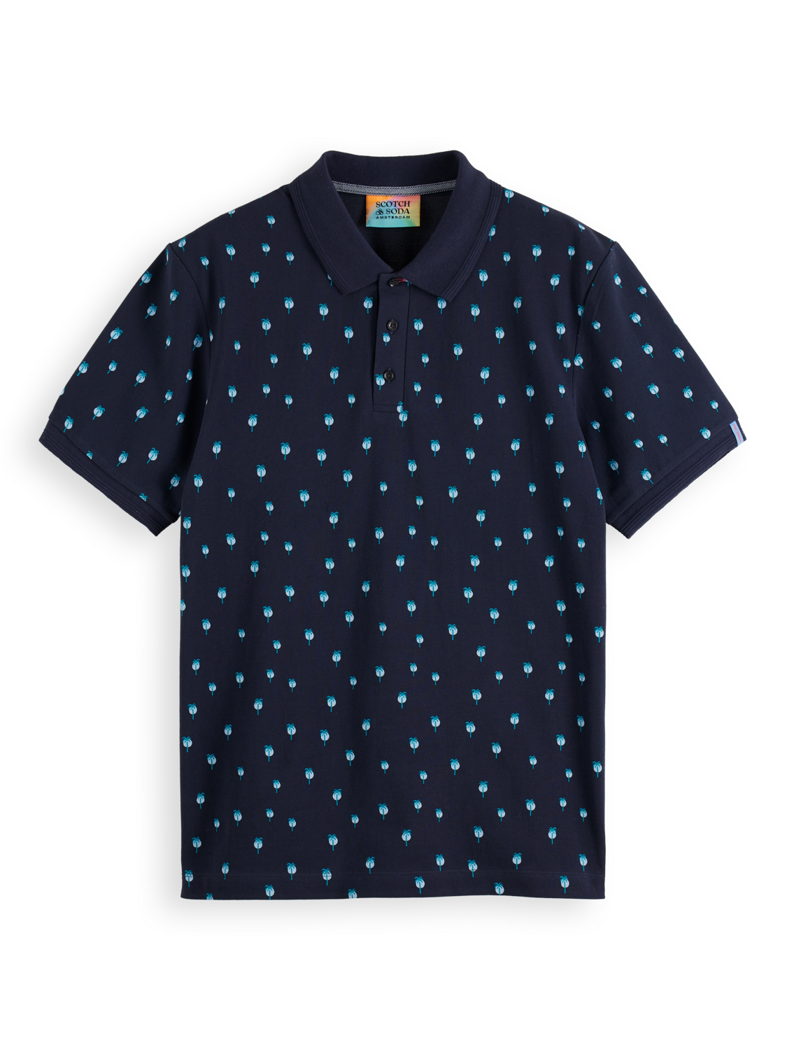 Scotch & Soda Mini palm print polo-Navy - Image 5