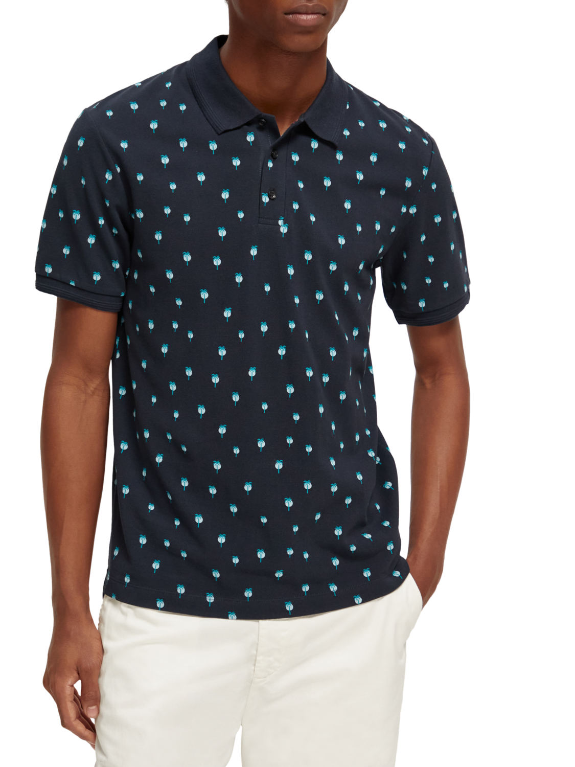 Scotch & Soda Mini palm print polo-Navy