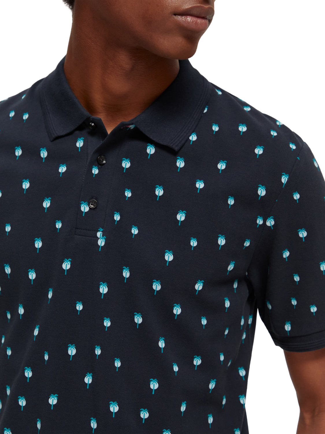 Scotch & Soda Mini palm print polo-Navy - Image 4