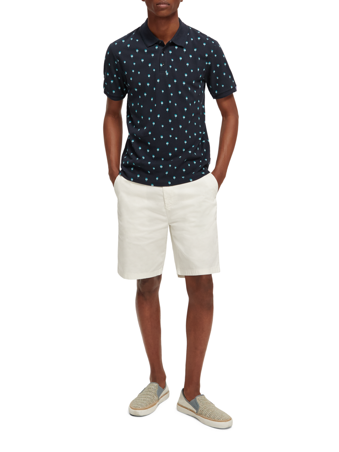 Scotch & Soda Mini palm print polo-Navy - Image 3