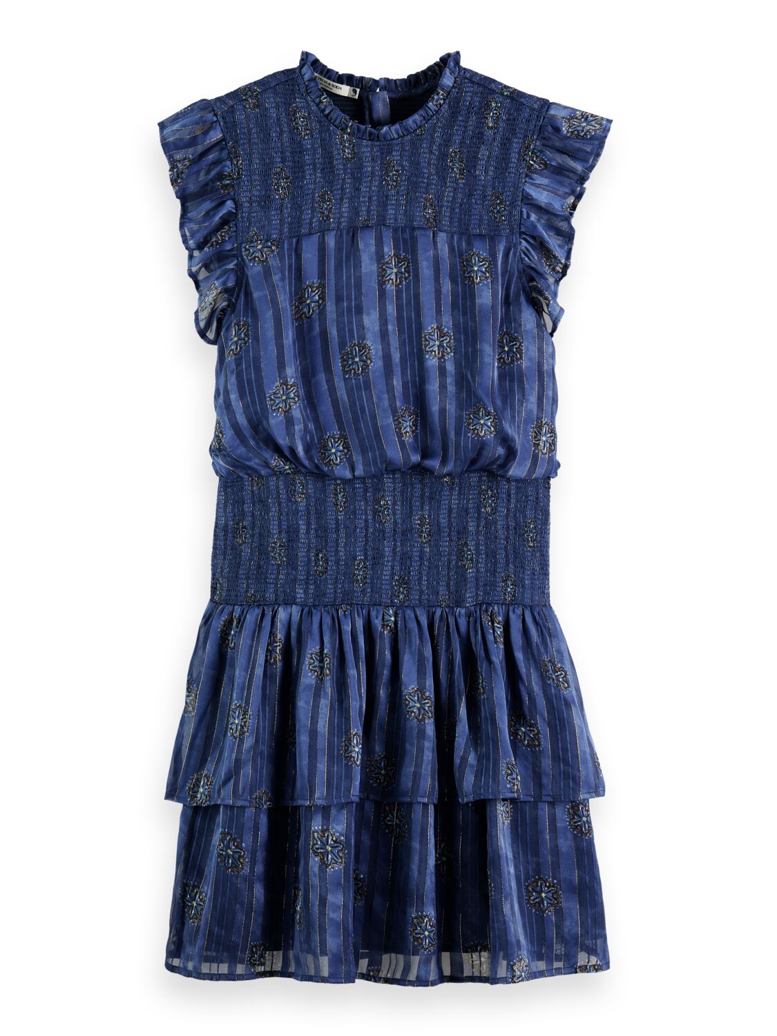 Scotch & Soda Mini dress with smock stitch detail-B sides motif marine - Image 11