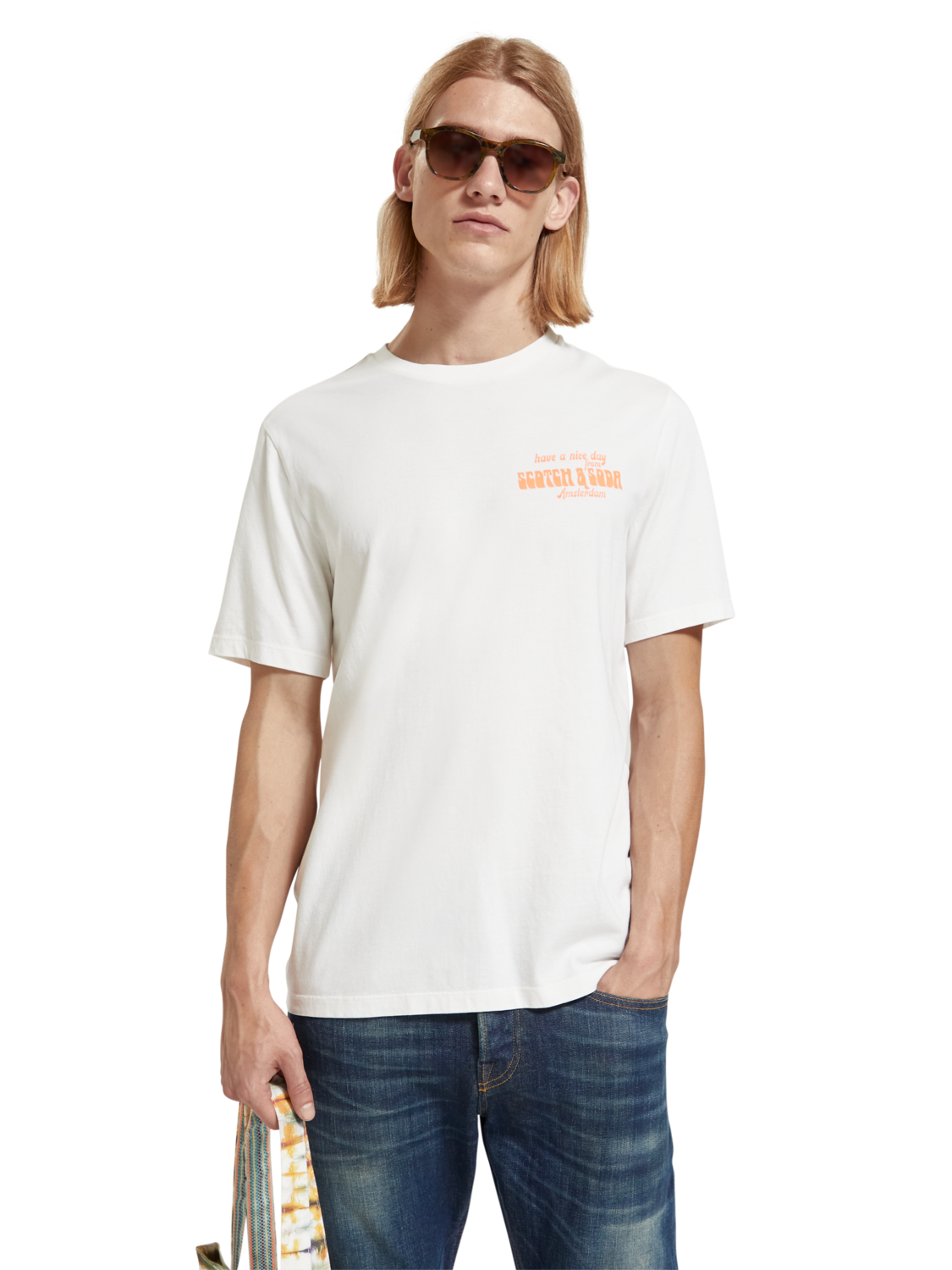 Scotch & Soda Regular fit chest artwork T-shirt Off White