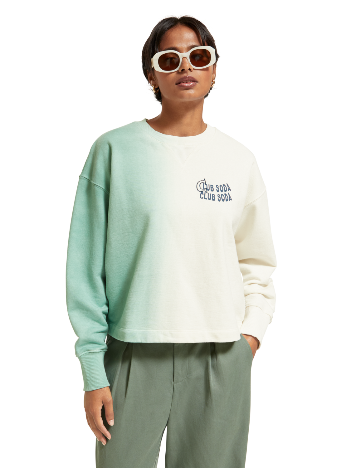 Scotch & Soda Crew neck sweatshirt-Frozen Mint