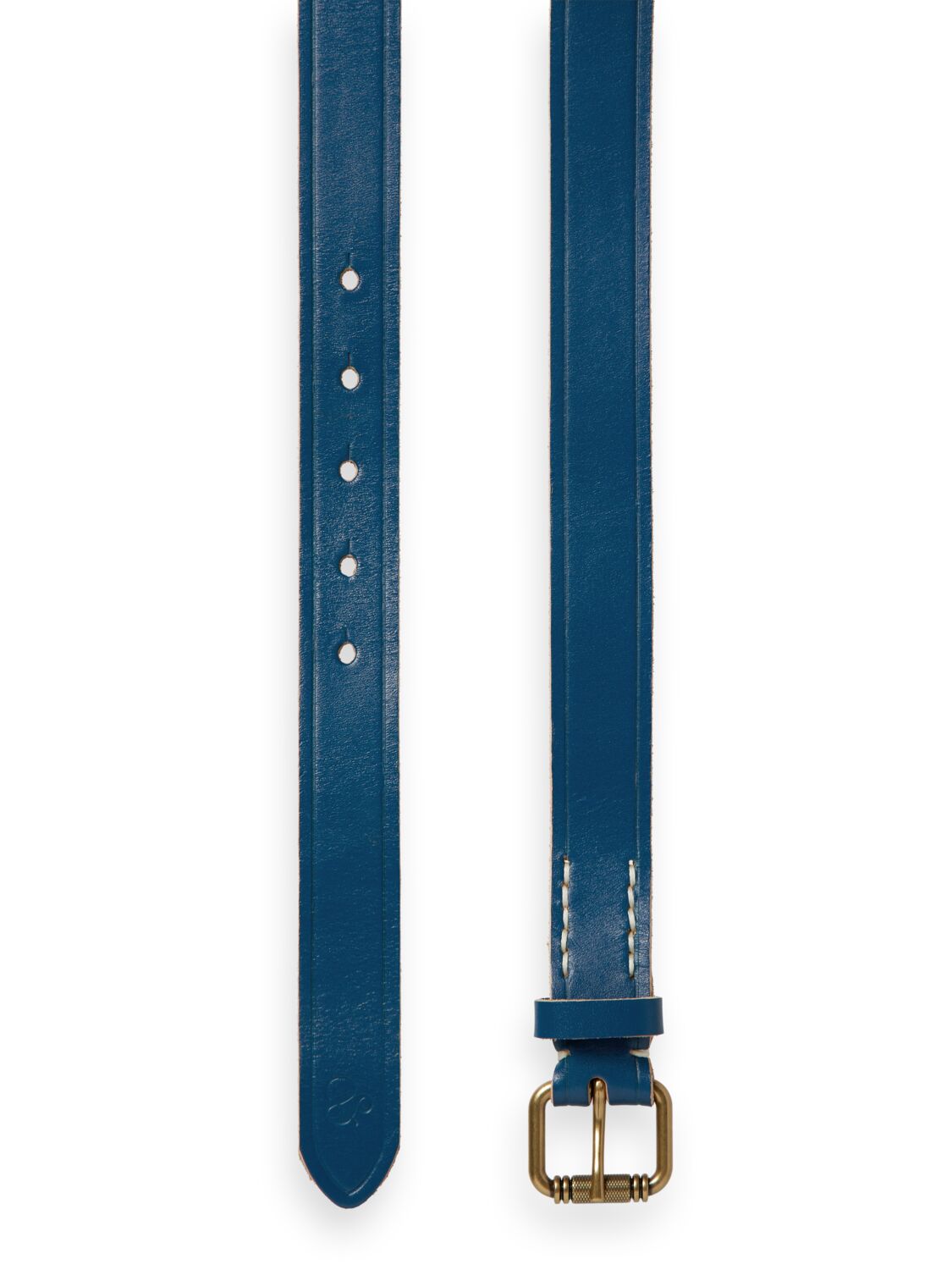 Scotch & Soda Leather belt with raw edge-Storm Blue