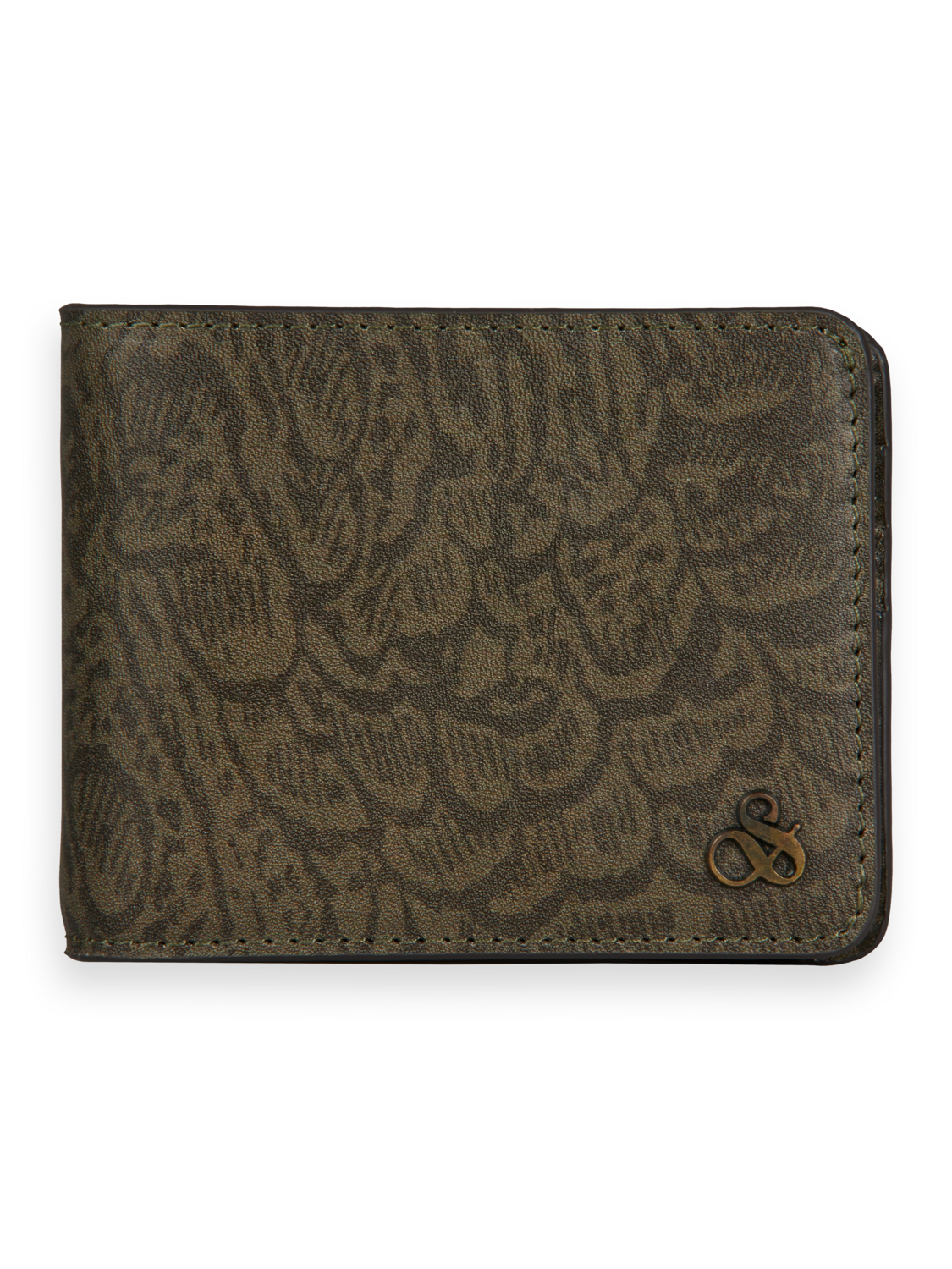 Scotch & Soda Leather billfold wallet-Feather Camo