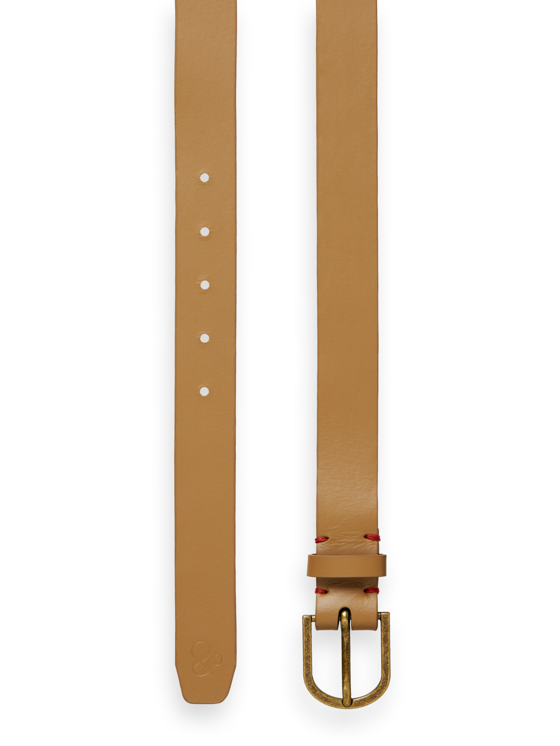 Scotch & Soda Recycled leather belt with printed backside-Camel