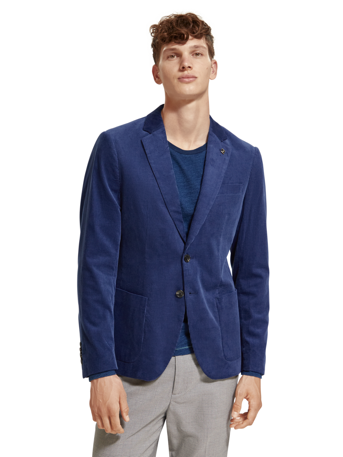 Scotch & Soda Regular fit unconstructed corduroy blazer-Denim Blue