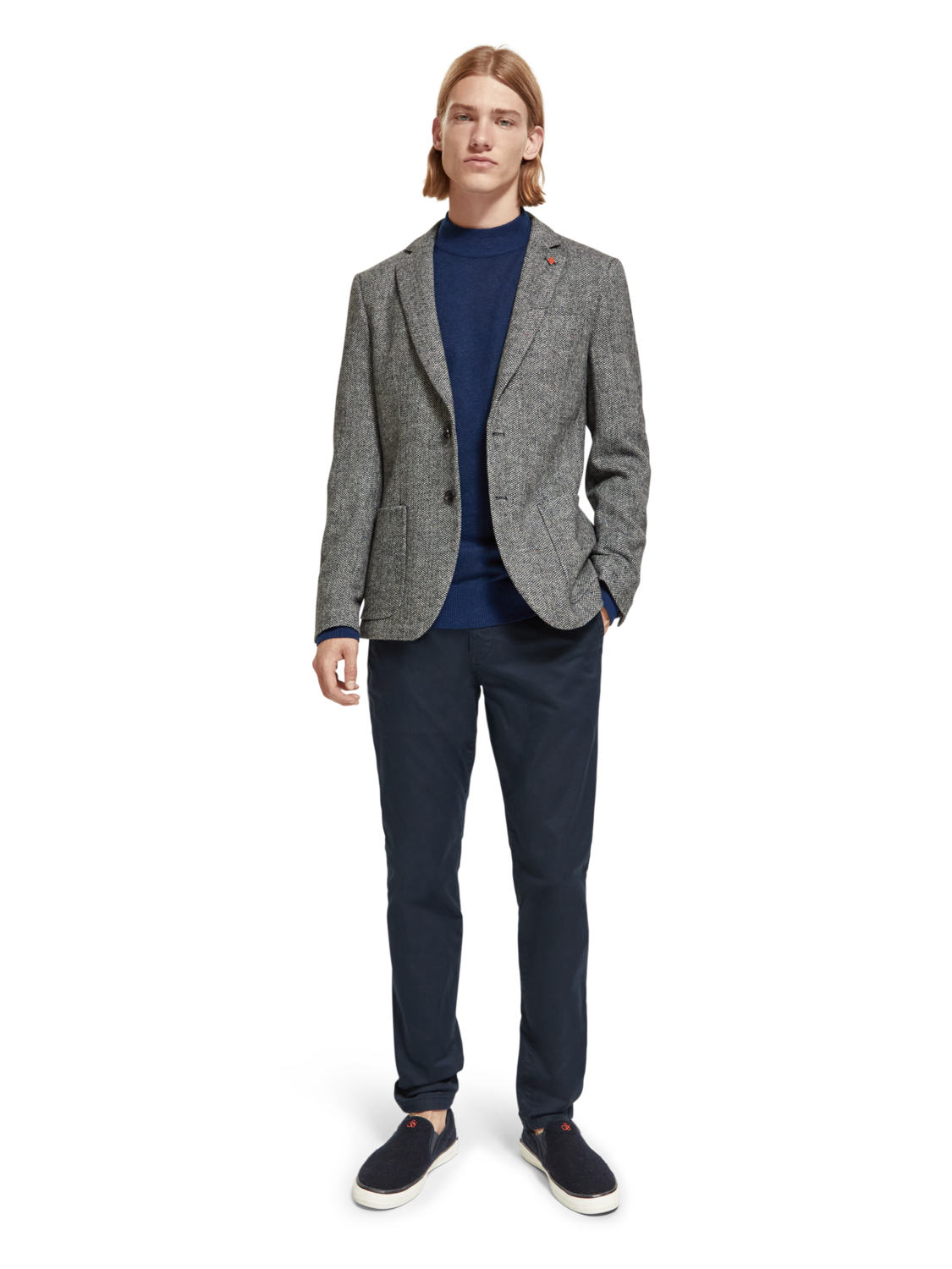 Scotch & Soda Tweed blazer In Recycled Polyester Wool blend-Herringbone Tweed - Image 3