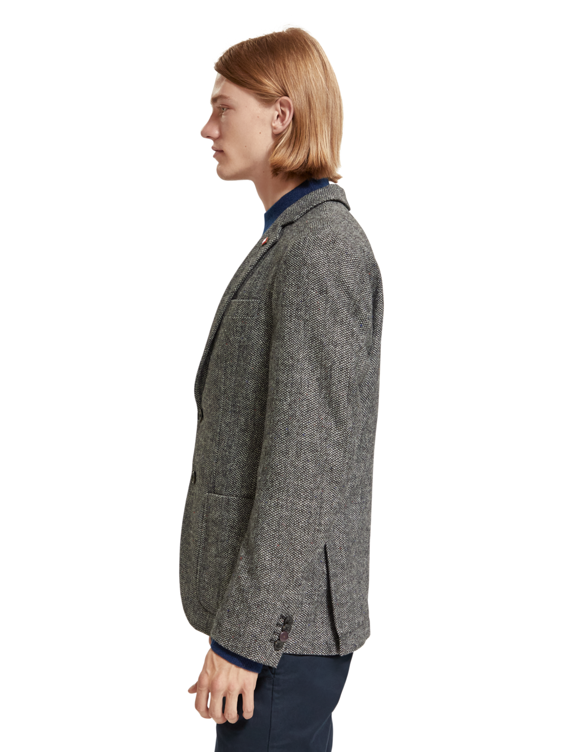 Scotch & Soda Tweed blazer In Recycled Polyester Wool blend-Herringbone Tweed - Image 7