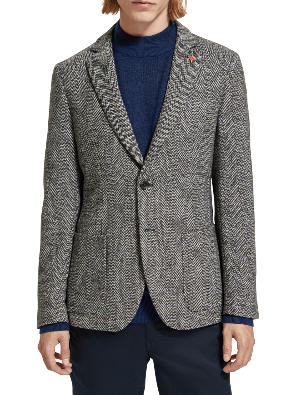 Scotch & Soda Tweed blazer In Recycled Polyester Wool blend-Herringbone Tweed