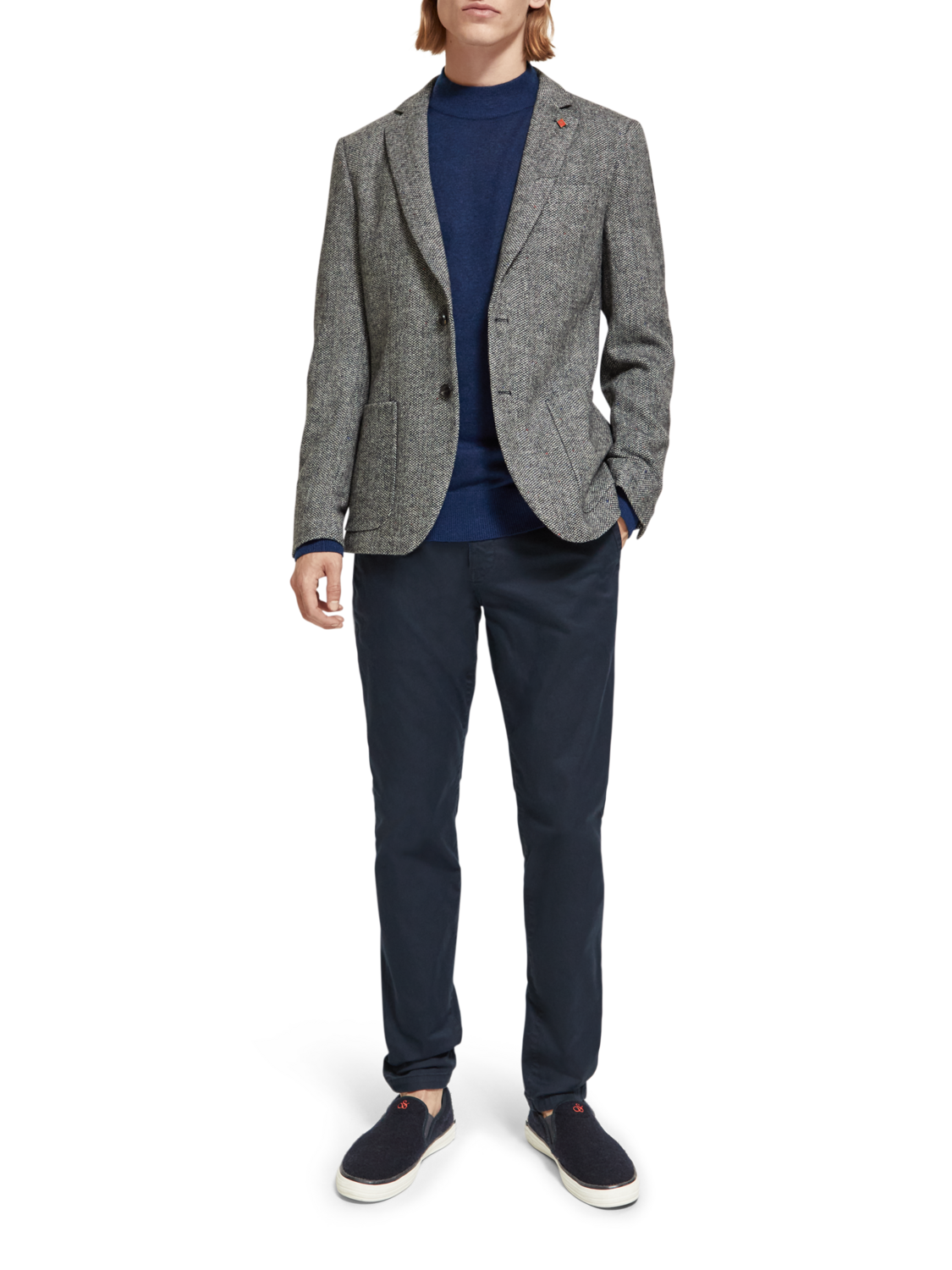 Scotch & Soda Tweed blazer In Recycled Polyester Wool blend-Herringbone Tweed - Image 4