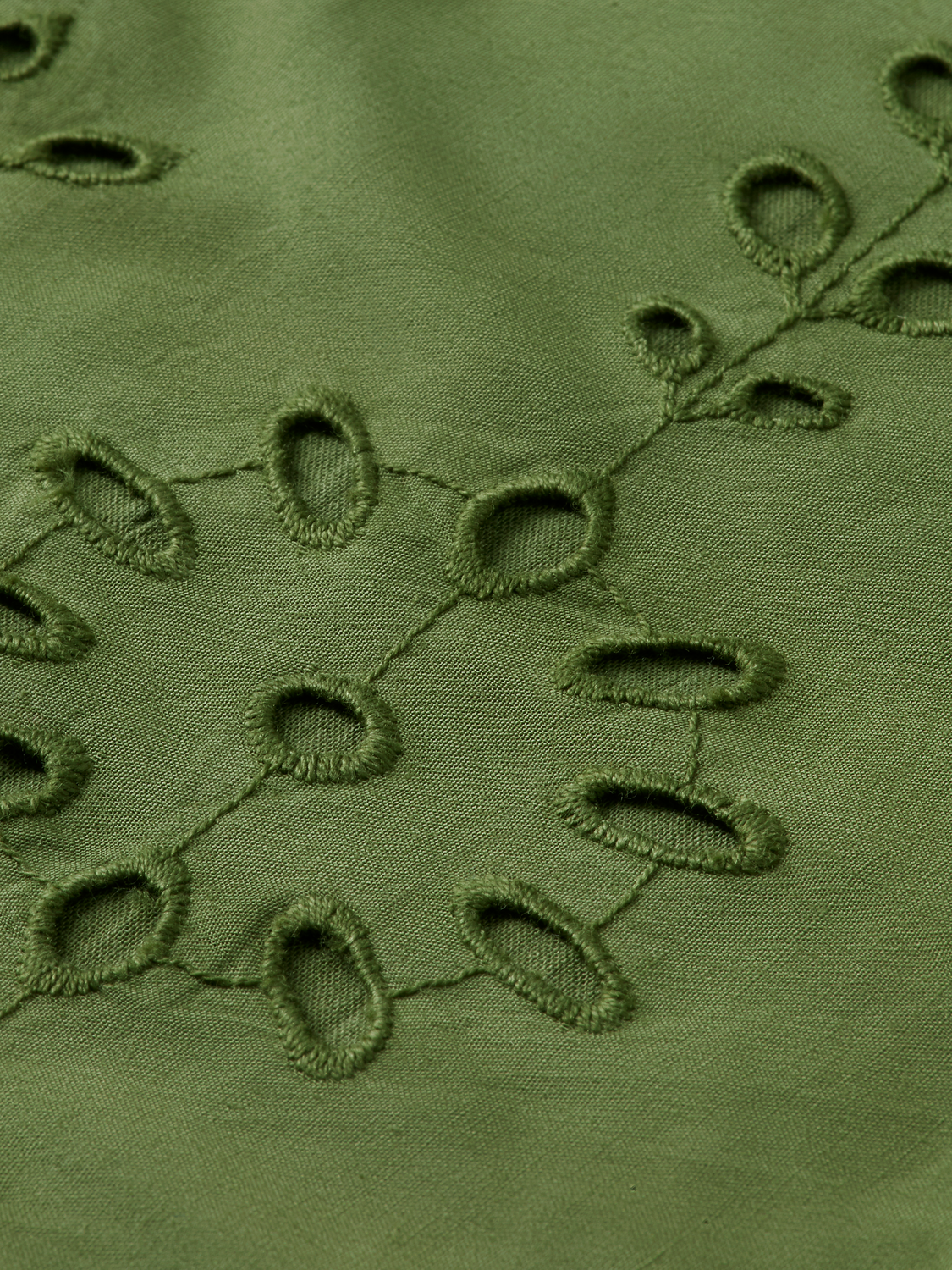 Scotch & Soda Puff sleeve cotton midi dress-Olive Green - Image 8