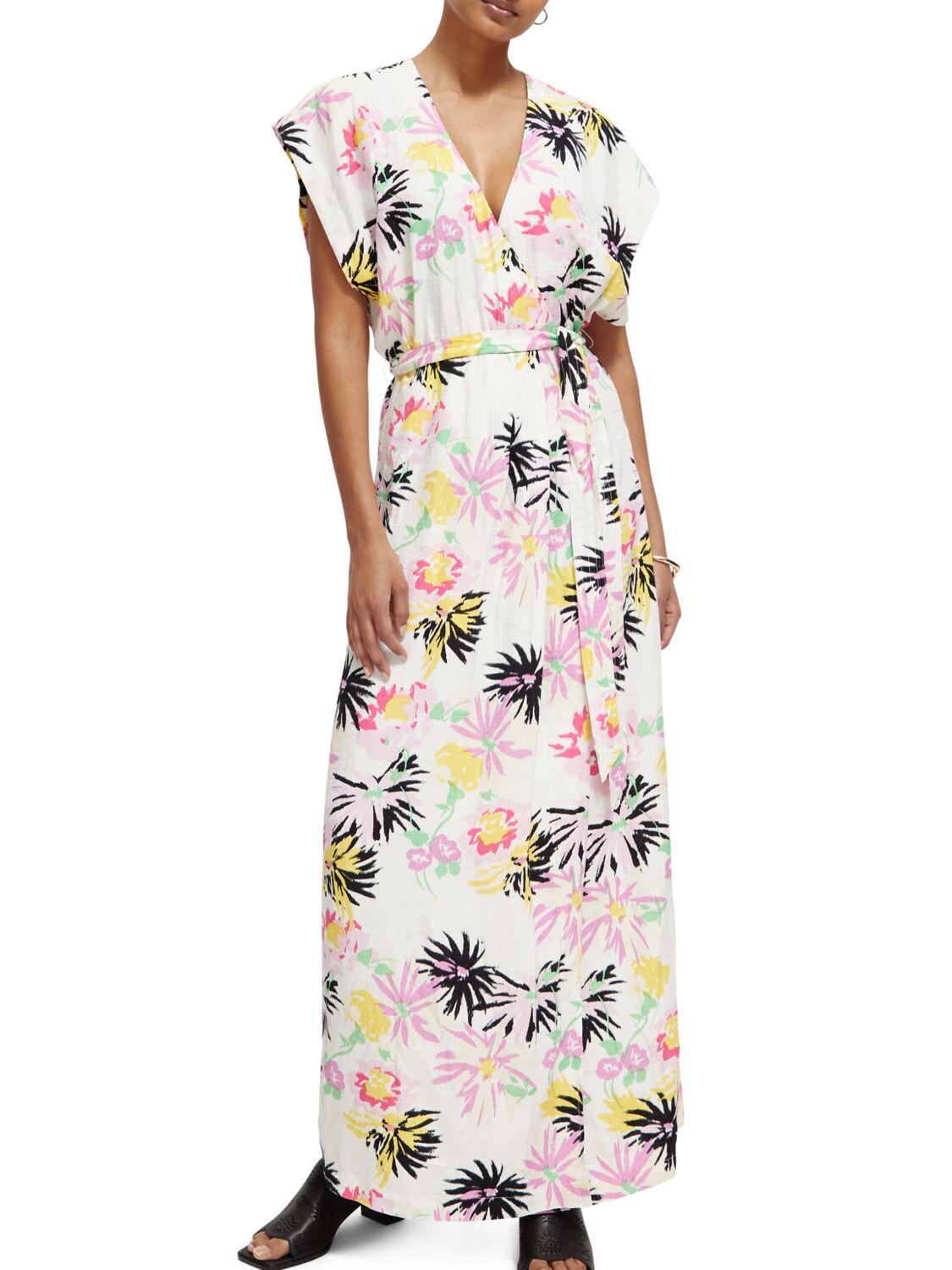 Scotch & Soda Allover printed loose fit dress-Aster White