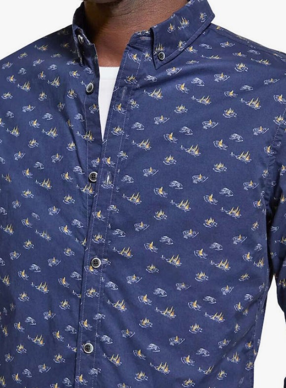 Scotch & Soda Ditsy Shirt-Navy Blue Sailboat - Image 4