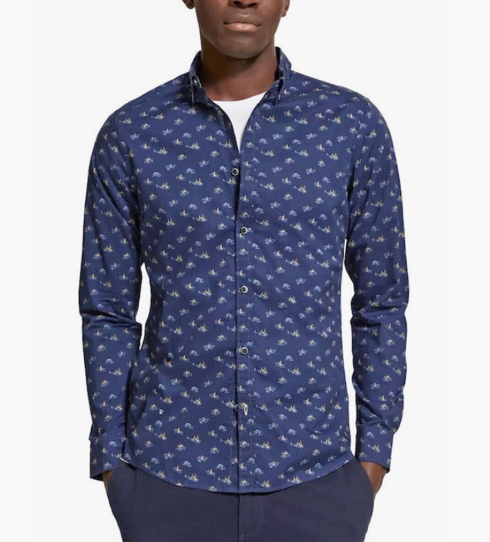 Scotch & Soda Ditsy Shirt-Navy Blue Sailboat