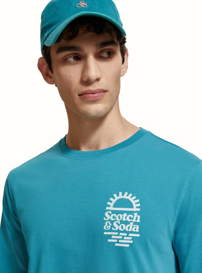 Scotch & Soda Left Chest Artwork T-shirt-Petrol Blue - Image 3