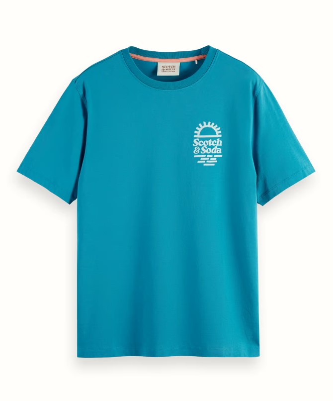 Scotch & Soda Left Chest Artwork T-shirt-Petrol Blue - Image 4