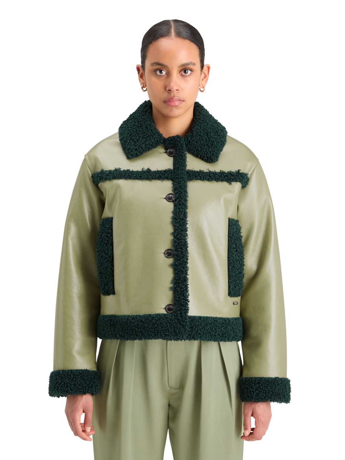 Scotch & Soda Vinyl Jacket - Washed Sage