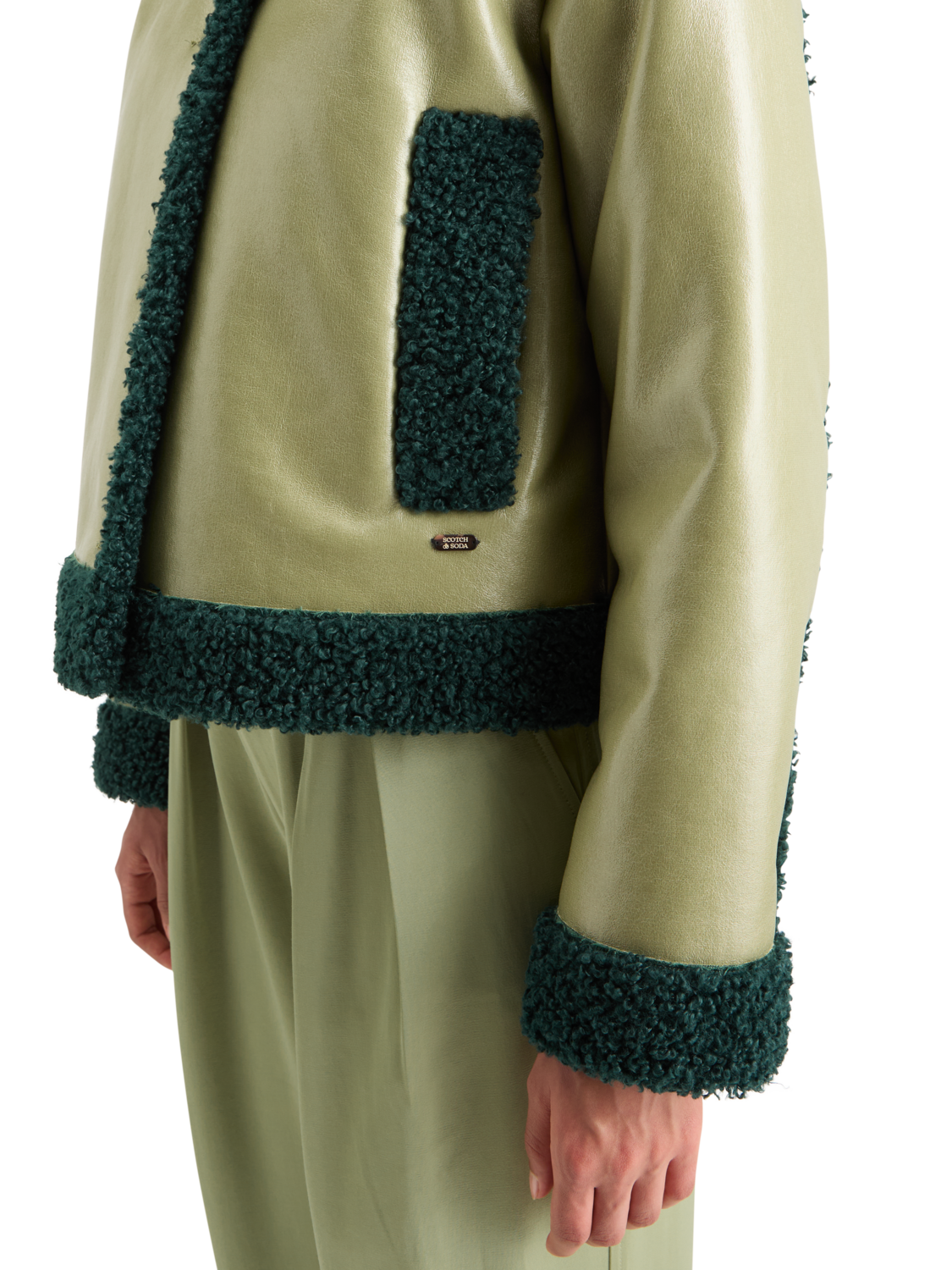 Scotch & Soda Vinyl Jacket - Washed Sage - Image 5
