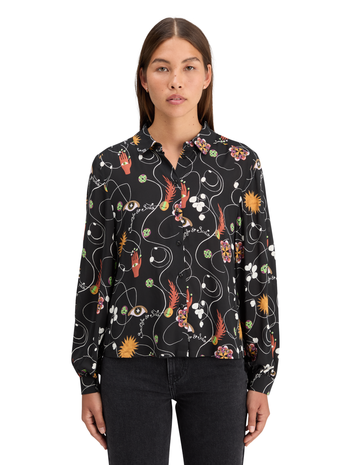 Scotch & Soda Viscose printed balloon sleeve shirt