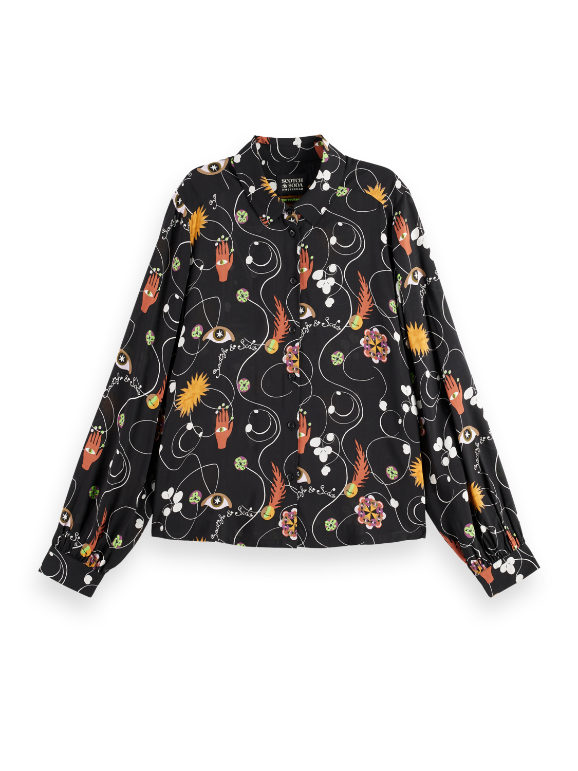 Scotch & Soda Viscose printed balloon sleeve shirt - Image 5