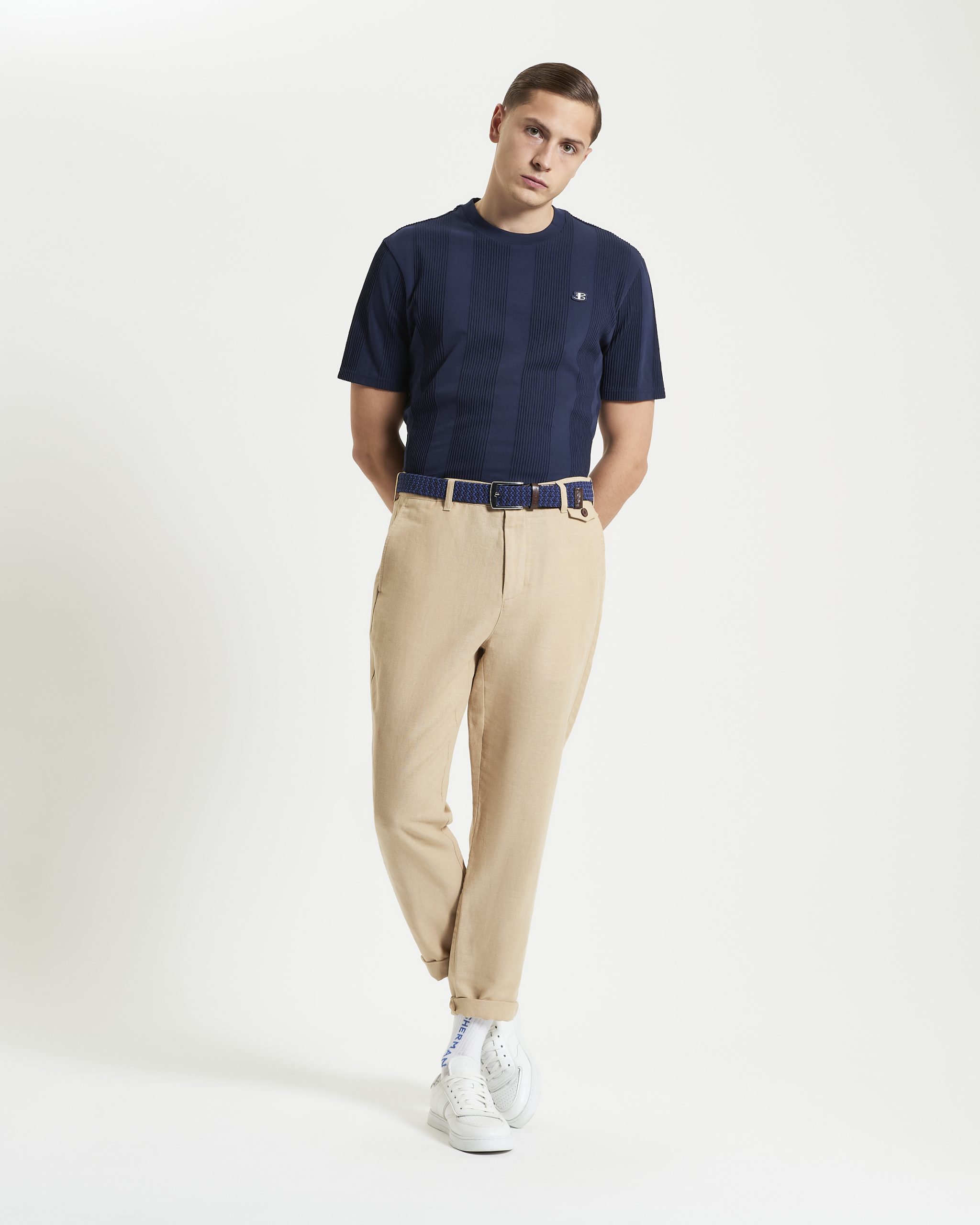 Ben Sherman Textured Vertical Stripe T-shirt - Dark Navy - Image 3