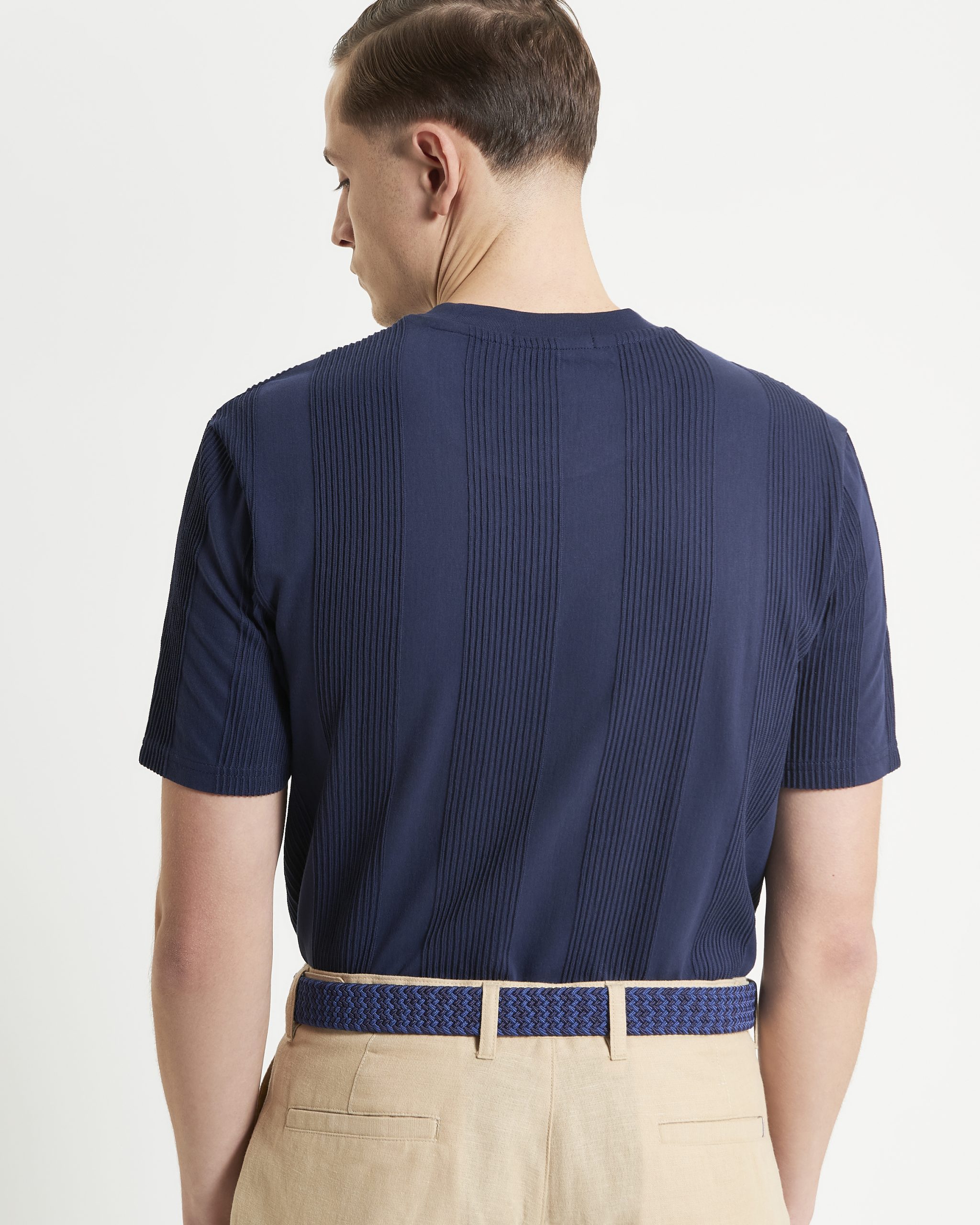 Ben Sherman Textured Vertical Stripe T-shirt - Dark Navy - Image 2