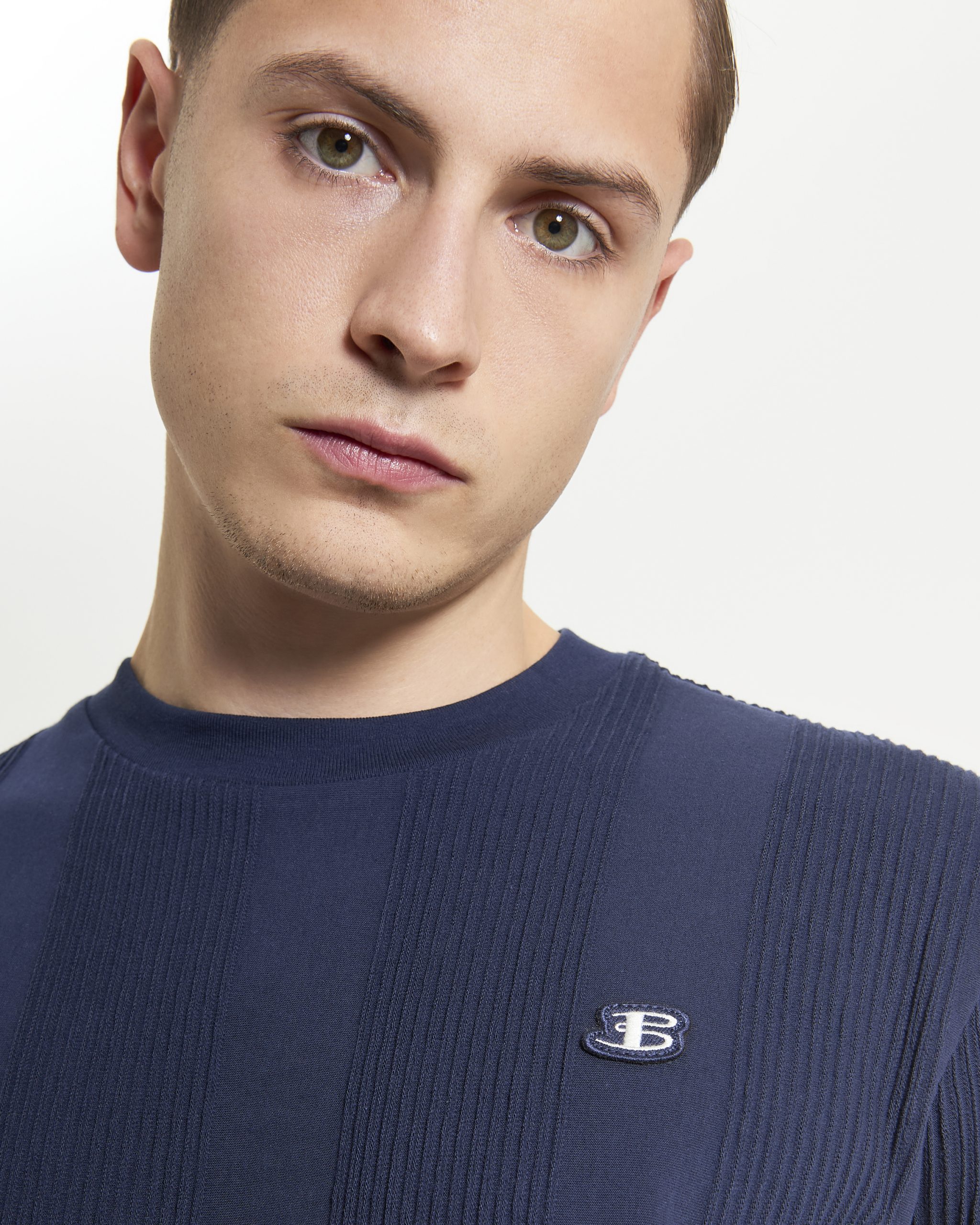 Ben Sherman Textured Vertical Stripe T-shirt - Dark Navy - Image 4