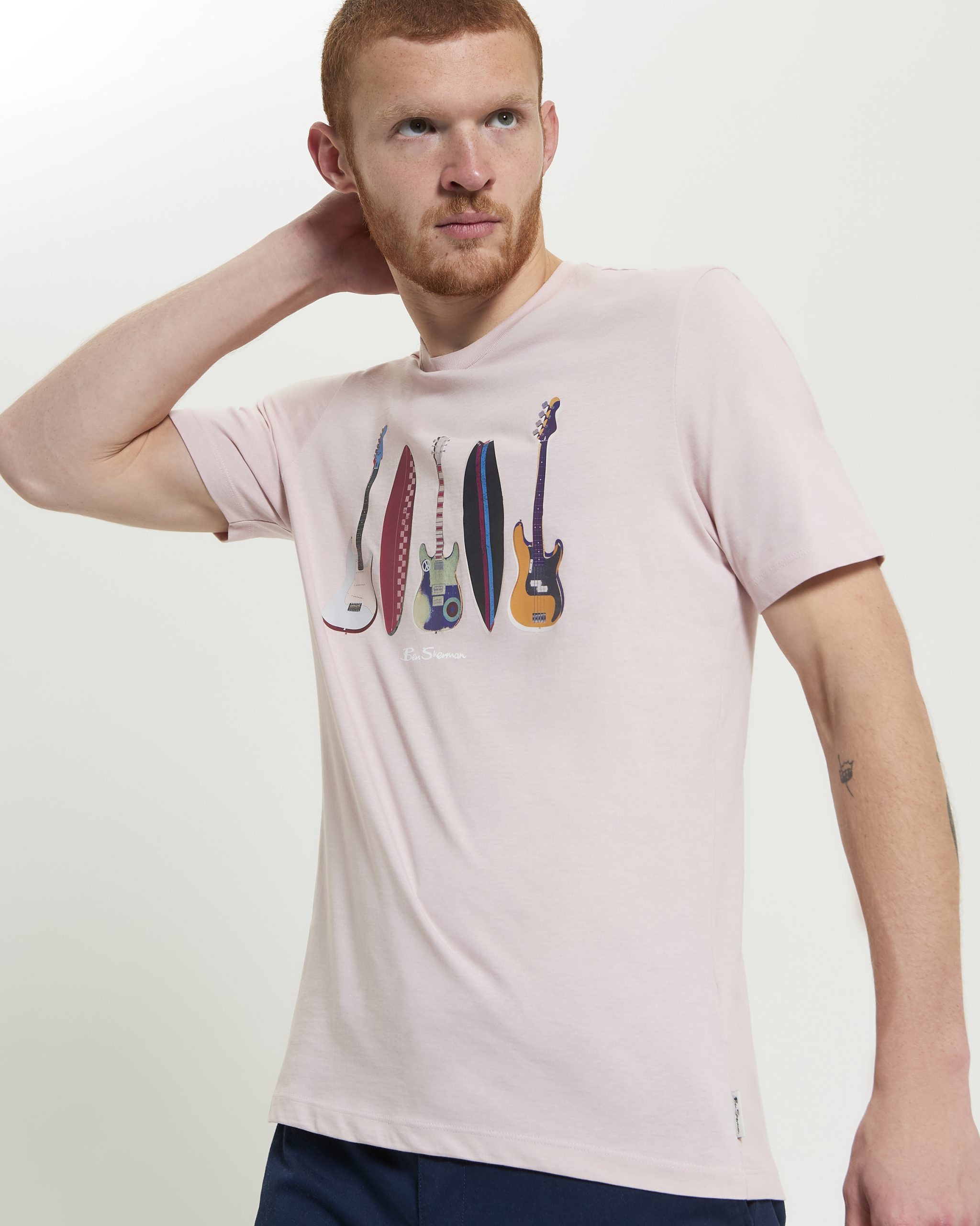 Ben Sherman Surf N Guitars T-shirt - Blush Pink