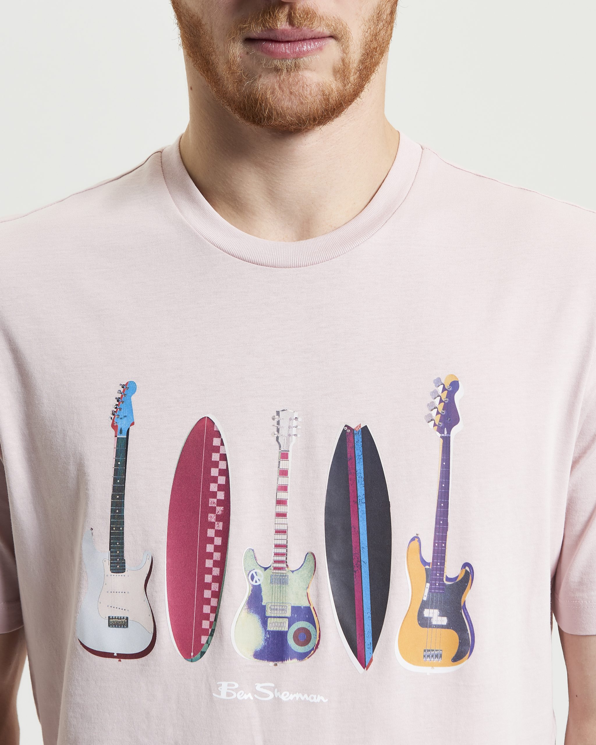 Ben Sherman Surf N Guitars T-shirt - Blush Pink - Image 4