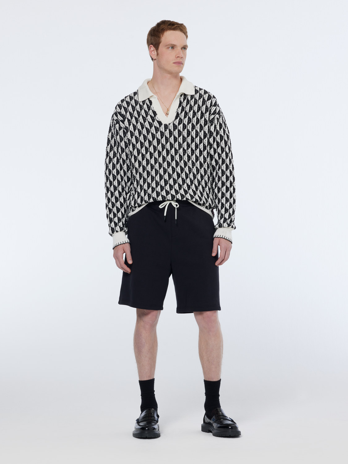 Scotch & Soda - Textured Jacquard Dropped Shoulder Long Sleeve Polo - Image 2