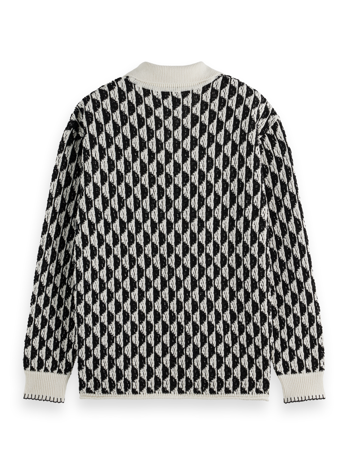 Scotch & Soda - Textured Jacquard Dropped Shoulder Long Sleeve Polo - Image 5