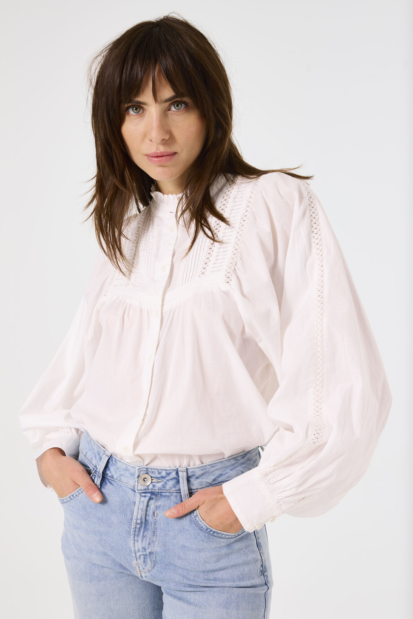 Garcia Ladies LS Shirt - Off White B50032