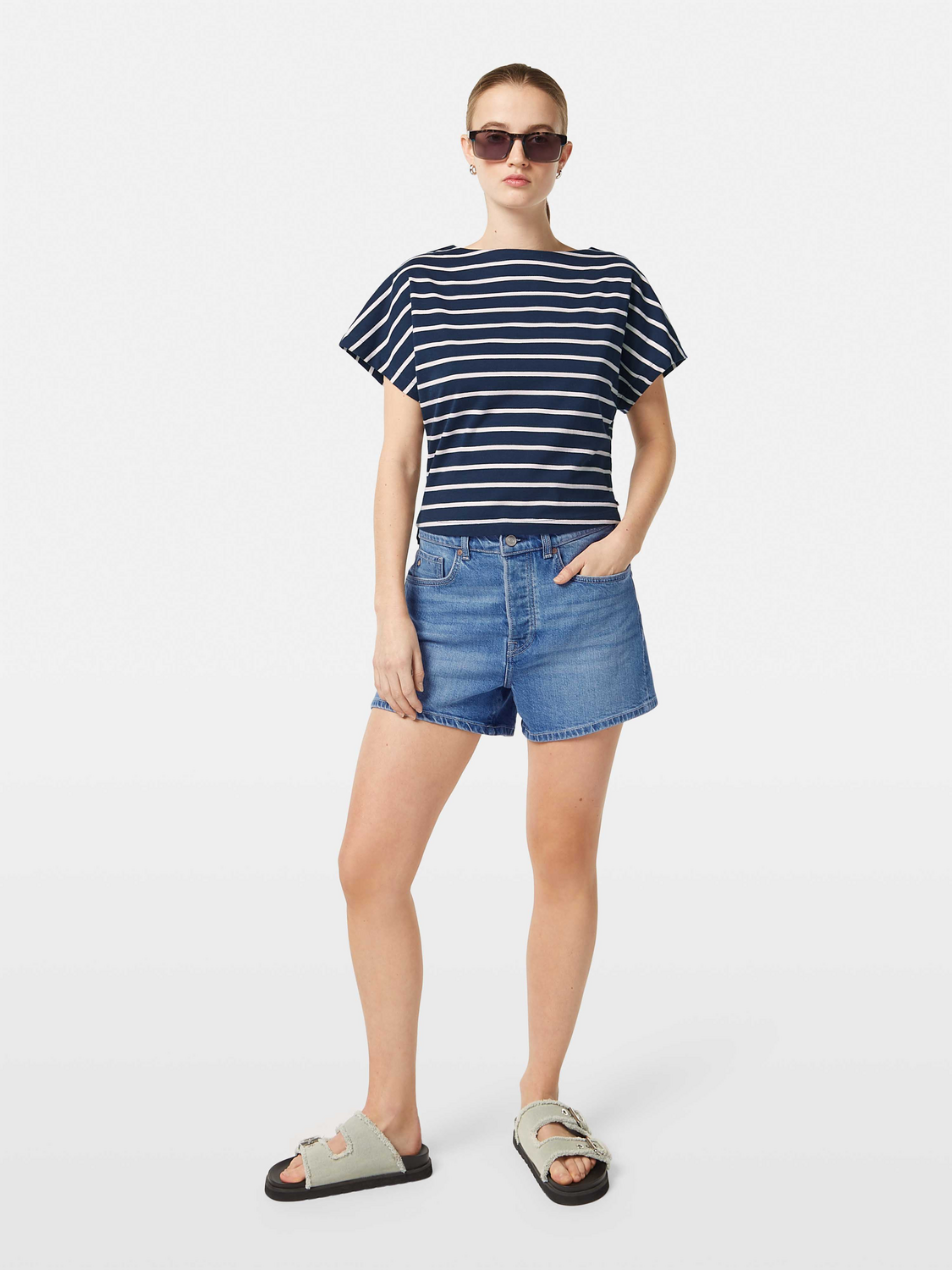 Scotch & Soda Slash neck jersey top-Midnight Blue/ Soft Ice - Image 2