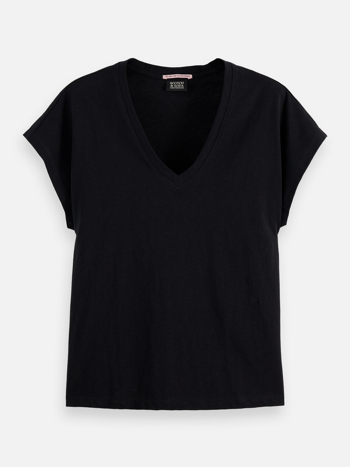 Scotch & Soda slub V-neck t-shirt - Black - Image 4